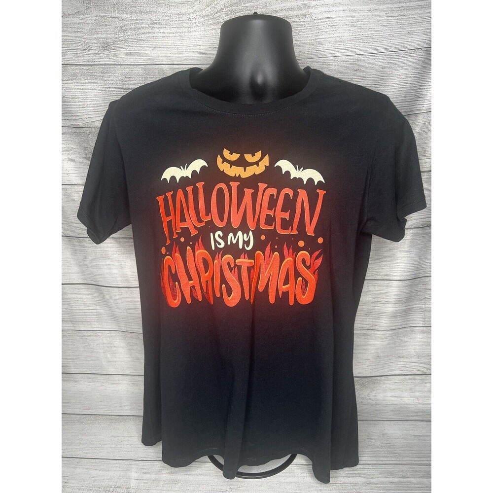Halloween Is My Christmas Black Women’s T-Shirt Holiday Tee Shirt Size XL